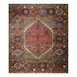 1920s Antique Medallion Tribal Jerusalem Carpet Israeli Bezalel Marbediah Rugs For Sale