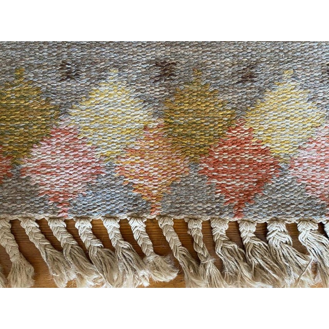 Scandinavian Modern Pastel Röllakan Flatweave Rug, 1950s For Sale - Image 10 of 17