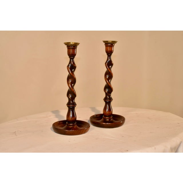 Pair of 19th Century Oak Candlesticks For Sale - Image 4 of 7