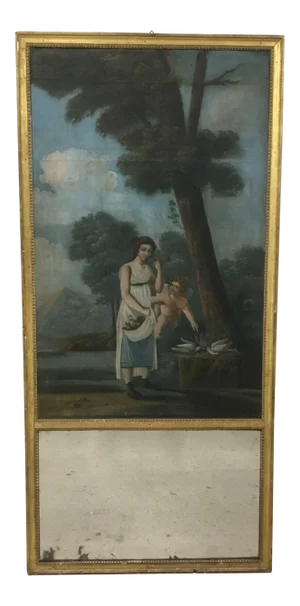 18th Century French Trumeau Mirror With “Amour Conjugal” Painting