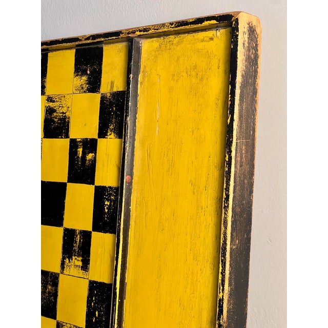 Mustard 20th Century Folk Art Paint Decorated Game Board in Black and Mustard Yellow For Sale - Image 8 of 10