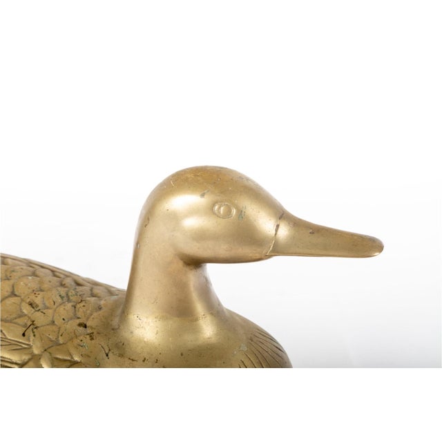 Vintage Weighted Cast Brass Duck Form Door Stop For Sale - Image 4 of 7