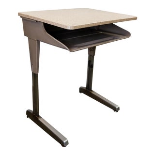 American Seating Co. Industrial Adjustable Height Metal School Desk For Sale
