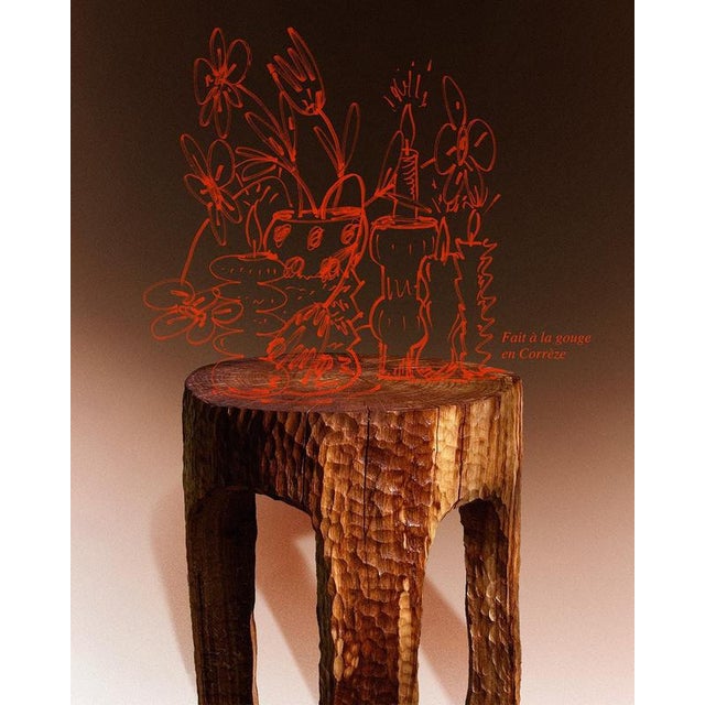 Oak Stool 1 by Romain Des Bois For Sale - Image 12 of 13