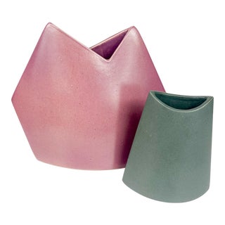 James Johnston Mid Century Modern Abstract Vases - Set of 2 For Sale