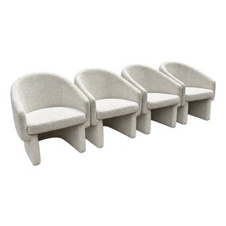 Set of 4 Lievo Noah Cream Boucle' Mid-Century Modern Armchairs For Sale