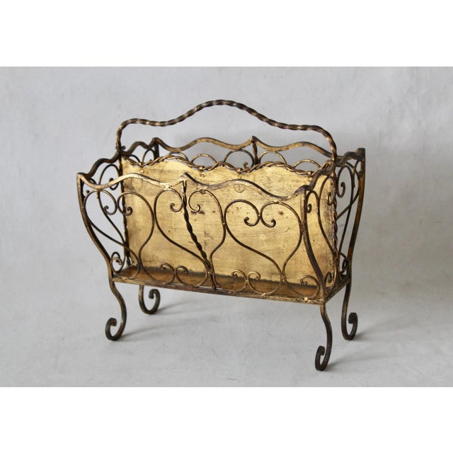 Vintage Florentine Italian Gilt Metal Magazine Rack For Sale - Image 12 of 12
