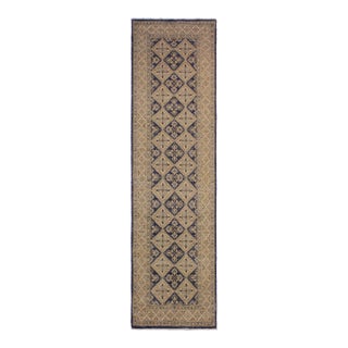 Ziegler 1990's Blue/Beige Wool Runner Rug- 2'9'' X 8'0'' For Sale