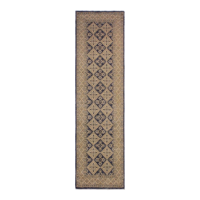 Ziegler 1990's Blue/Beige Wool Runner Rug- 2'9'' X 8'0'' For Sale