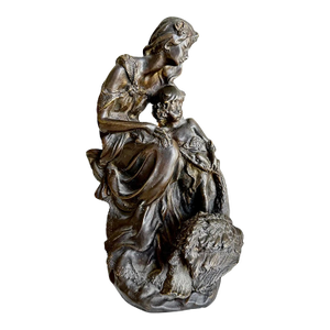 French Antique Bronze Neoclassic Women & Child Statue