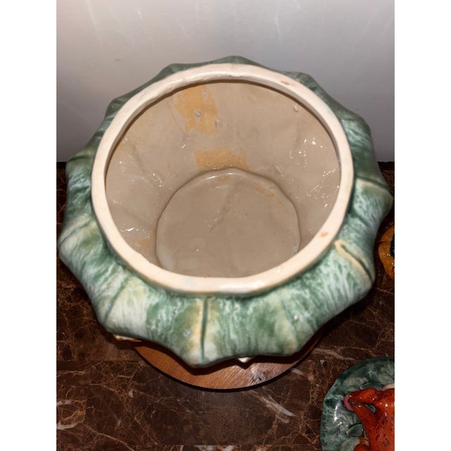 Ceramic 1960s Majolica Sancai Cookie Jar Container Monkeys on Branch With Peaches For Sale - Image 7 of 13