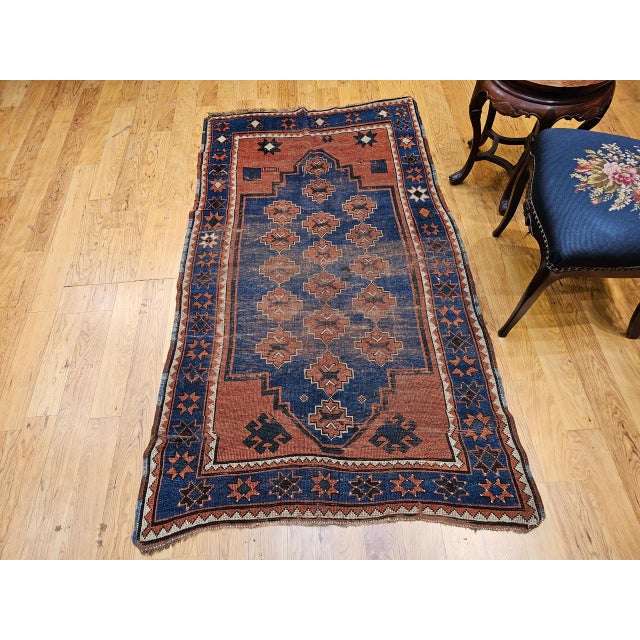 Royal Blue Antique Caucasian Kazak Bordjalou Rug, Hand-Knotted Wool, Late 1800s, 4' x 6' For Sale - Image 8 of 18