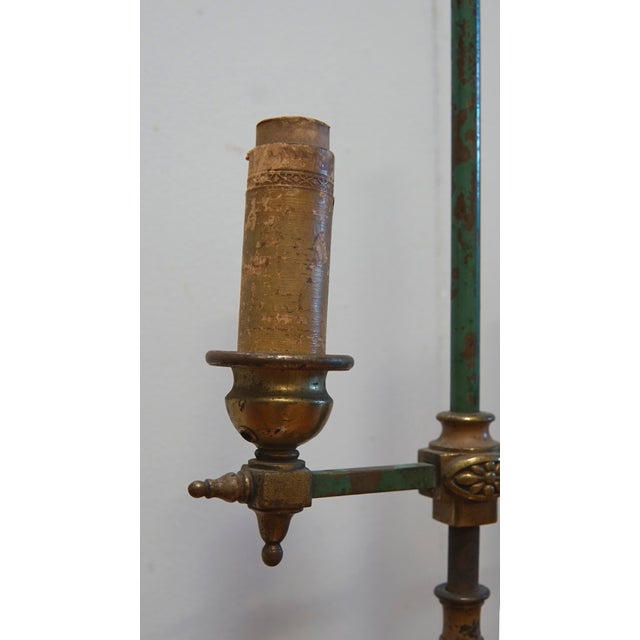 Art Deco Rembrandt Antique Bouillotte Iron Tole Lamp, 1920s For Sale - Image 3 of 12