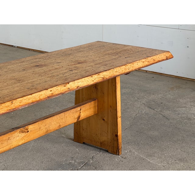 Wood Vintage Scandinavian Modern Pine Trestle Dining Table, 1940s For Sale - Image 7 of 11