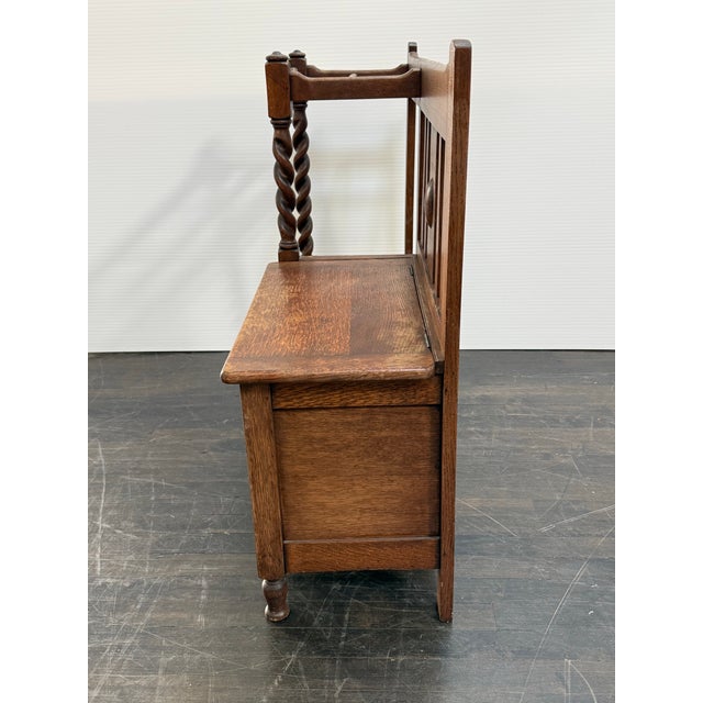 English Barley Twist Umbrella/Walking Stick Entry Bench, Antique For Sale - Image 4 of 12