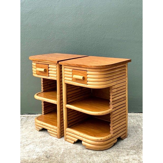 Vintage Stacked Rattan Nightstands After Frankl For Sale - Image 12 of 18