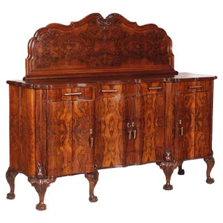 Antique Venetian Walnut Chippendale Baroque Credenza, 1910s For Sale