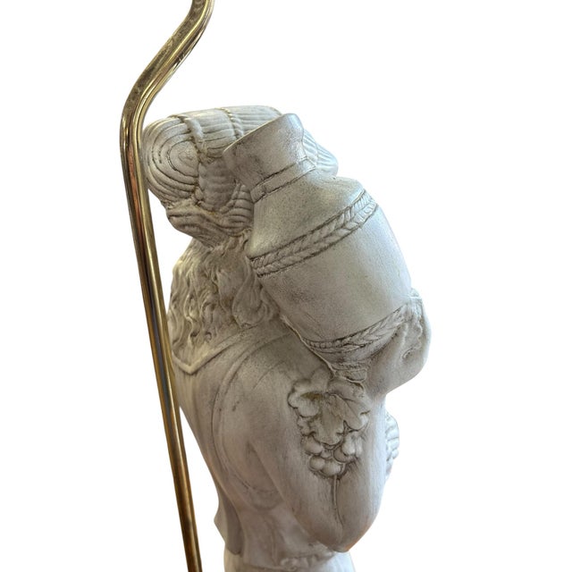Mid 20th Century Vintage Holland Mold Neoclassical Italian Style Figural Maiden Table Lamps With Grapes & Amphora, a Pair For Sale - Image 5 of 12