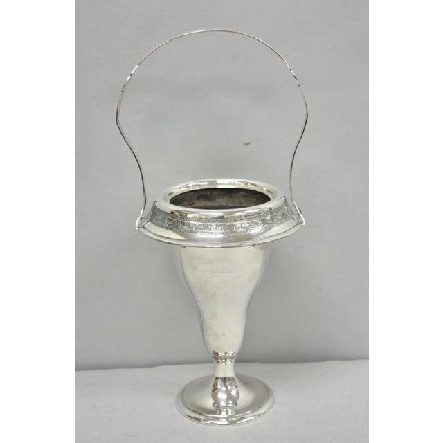 Antique Pairpoint Victorian Silver Plated Fluted Brides Flower Basket Vase For Sale - Image 15 of 15