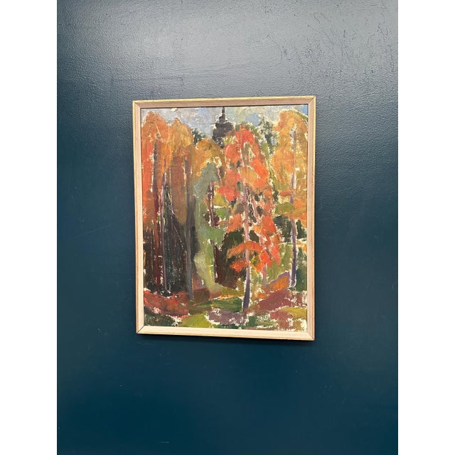 L. S‑c, Forest in Autumn, 1950s, Oil on Canvas, Framed For Sale - Image 10 of 13