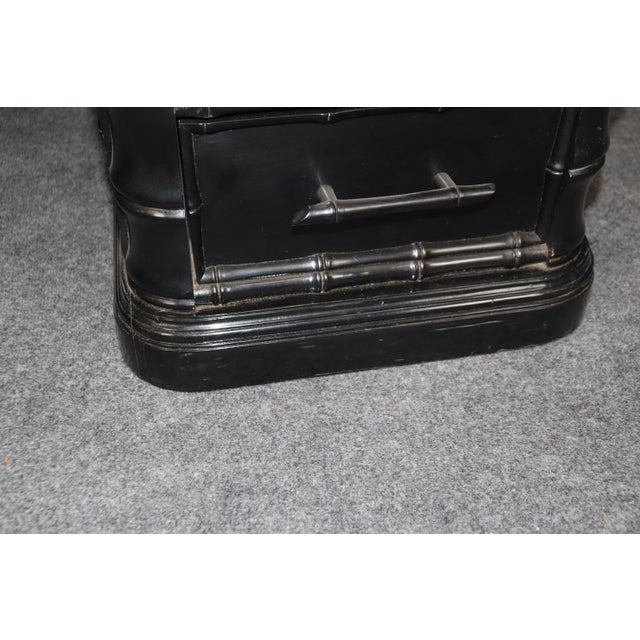 Three Piece Faux Bamboo English Leather Top Executive Desk For Sale - Image 11 of 11