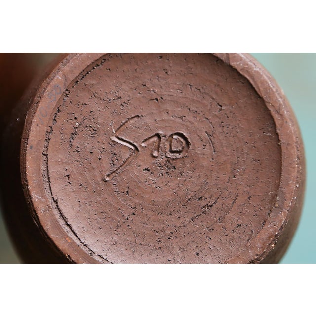 1970s Studio Ceramic Brown Earthenware Jug Vase With Handle C 1970 For Sale - Image 5 of 5