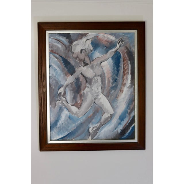 Ebbe Höglund, Leap\., 1960s, Oil on Canvas & Teak, Framed For Sale - Image 12 of 12