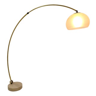 Arc Floor Light in Brass and Travertine by Goffredo Reggiani, 1970s For Sale