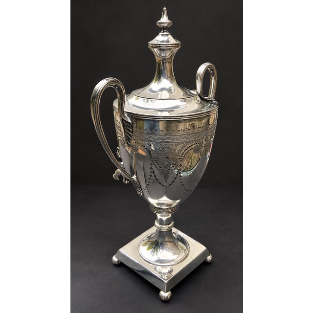 Antique Edwardian Silver-Plated Tea Urn by James Dixon & Sons, Sheffield, 1905 For Sale - Image 3 of 12