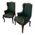 Vintage Green Leather Chairs With Nailheads and Cabriole Legs For Sale