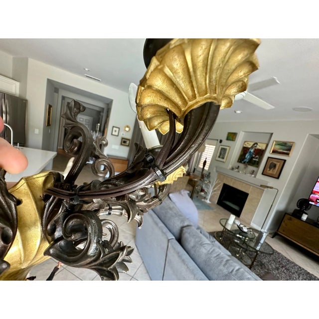 Pair French Empire 3 Arm Bronze Wall Sconces For Sale - Image 9 of 18