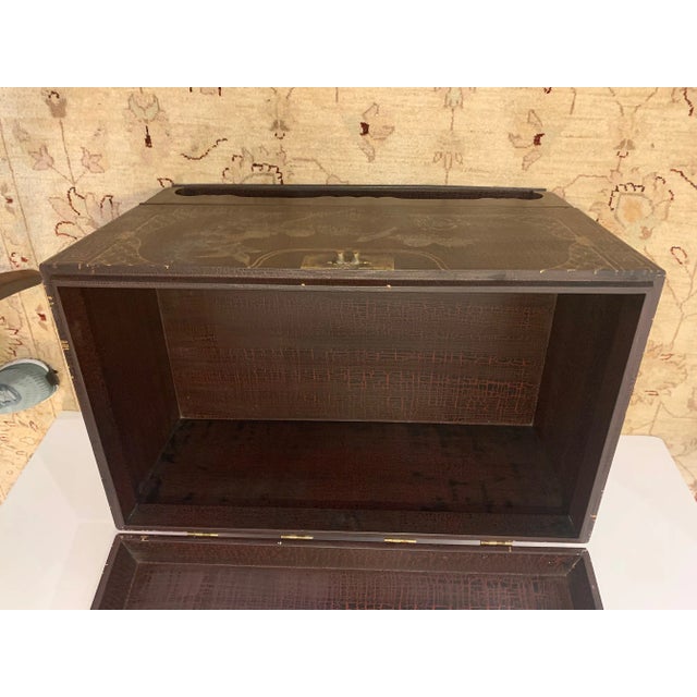Chinoiserie Style Painted Trunk on Stand For Sale - Image 12 of 13