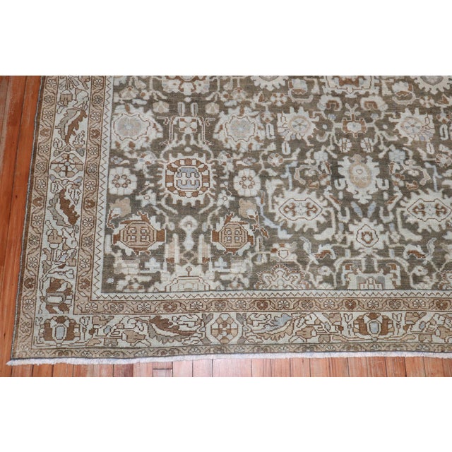 Early 20th Century Green Brown Persian Malayer Rug - 7'3" x 9'6" For Sale - Image 9 of 9