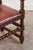 Wood Set of 10 | English Cromwellian Style Oak Bobbin Stretcher Base Dining Chairs With Leather Upholstery (C. 1920) For Sale - Image 7 of 10