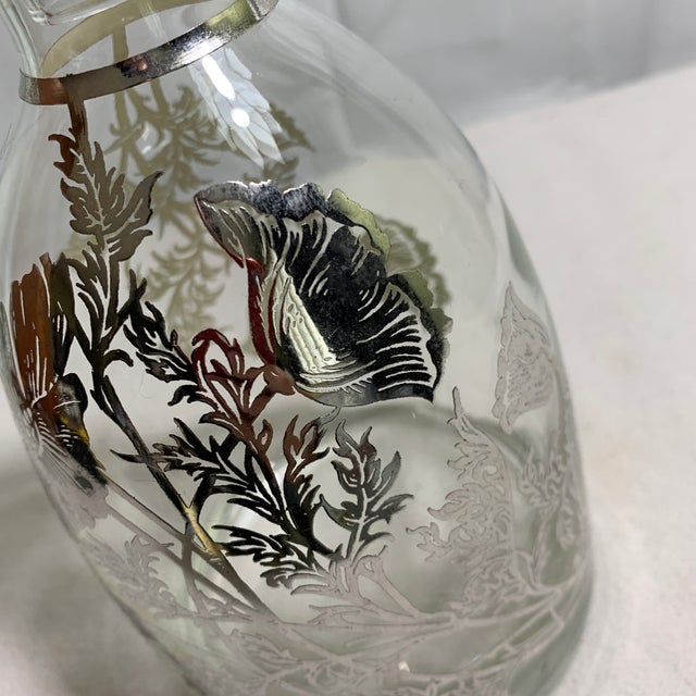 Vintage Silver City Glass "Flanders" Sterling Silver Overlay Decanter For Sale - Image 4 of 5