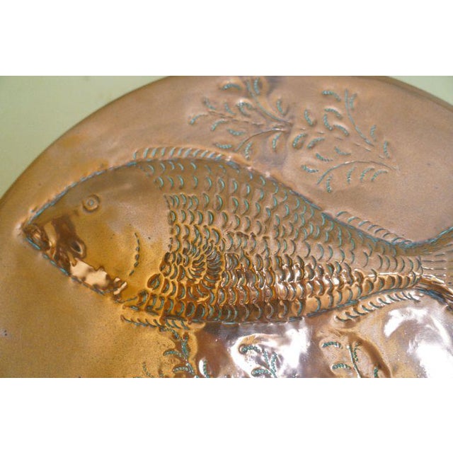 Oversized Vintage Copper Fish Mold Wall Hanging With Brass Handles For Sale In New York - Image 6 of 8