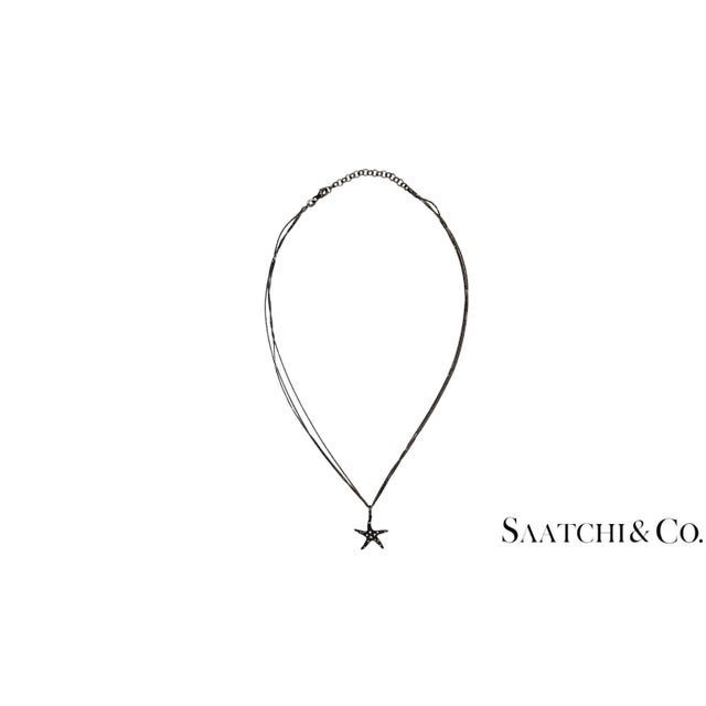Early 21st Century Black Gold 18k Pendant With 14k Chain - 0.65 Ct Natural Black Diamond, 5.3 Grams For Sale - Image 5 of 5
