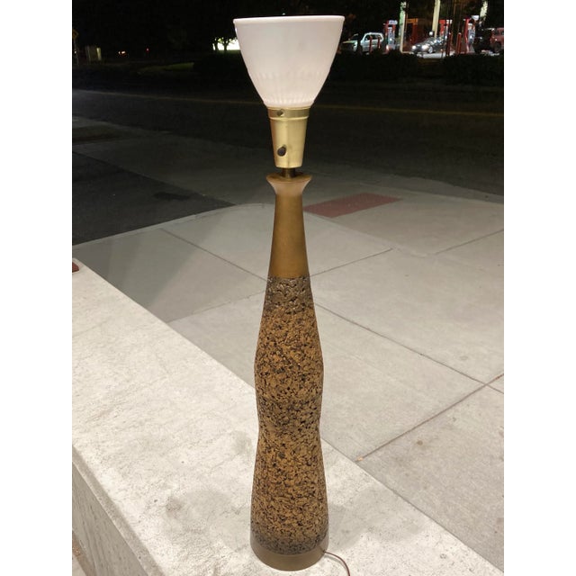 Mid-Century Modern Mid-Century Modern Tall Walnut & Cork Table Lamp For Sale - Image 3 of 13