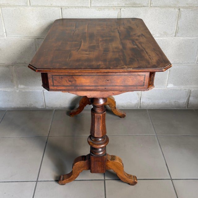 Antique Wooden Desk Table with Drawer Compartments from Artigianato Italiano For Sale - Image 4 of 12