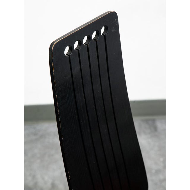 Black Pair of 1970s Mid Century Danish Modern Dining Chairs 2 Post Modern Black Memphis Ebonized For Sale - Image 8 of 12