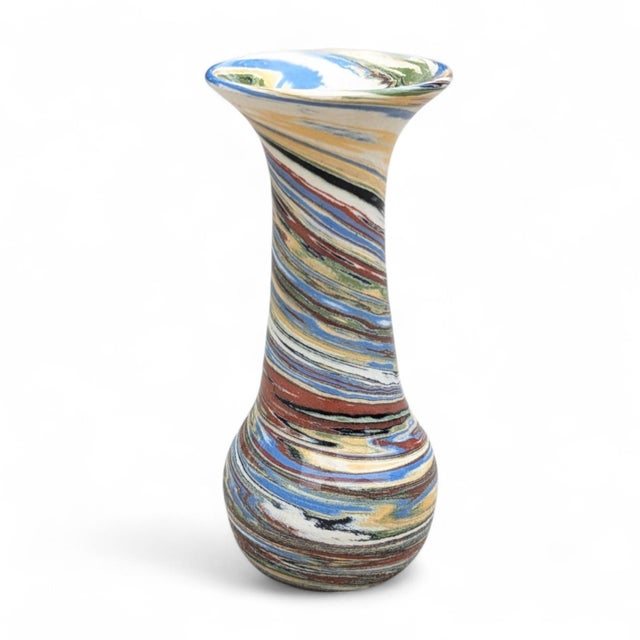 Mid 20th Century Desert Sands Multi Color Swirl Art Pottery Vase Made in Nevada Stands at 5" Tall
