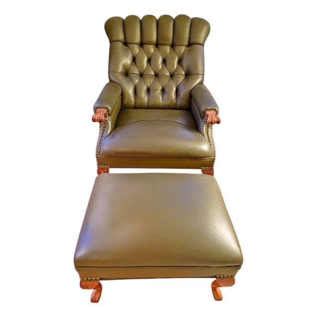 1980s Exquisite Carl Forslund "Rip Van Lee" Armchair and Ottoman Premium Leather Set. For Sale