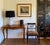 Vintage desk or side chair with hand-painted English motifs and architectural details! The seat cushion is newly re-...