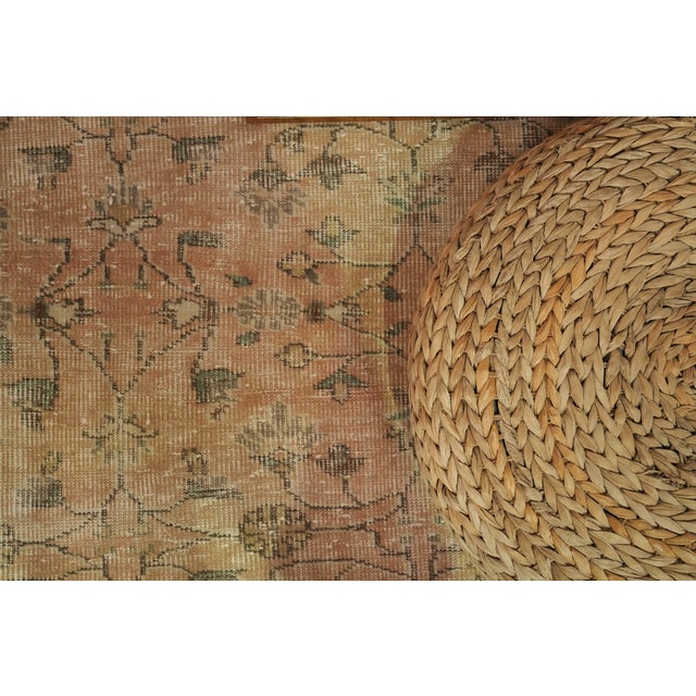1970s Vintage Turkish Handmade Wool Cotton Beige Area Rug For Sale - Image 10 of 11