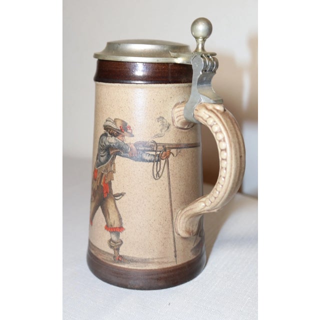 Figurative Vintage Marzi & Remy Lidded Pottery Stoneware Pewter Figural Beer Stein Mug For Sale - Image 3 of 12