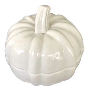 1960s Bone China Pumpkin Shaped Lidded Pin Box