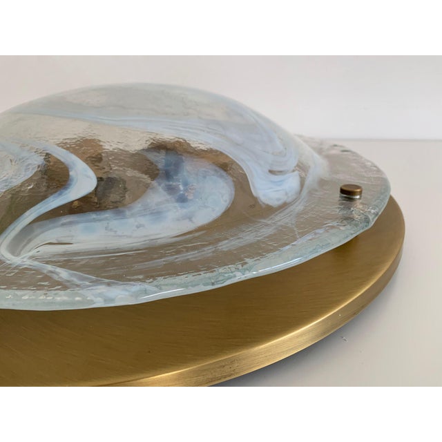 Mid-Century Modern Large Flush Mount in Brass and Murano Glass from Hillebrand Lighting, 1970s For Sale - Image 3 of 18