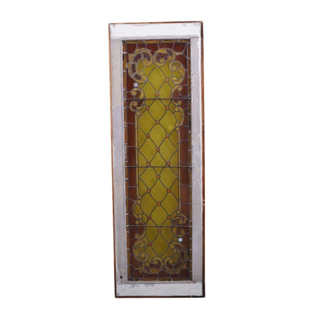 Late 19th Century English Antique Leaded Glass Window Pane in Original Frame For Sale - Image 5 of 6