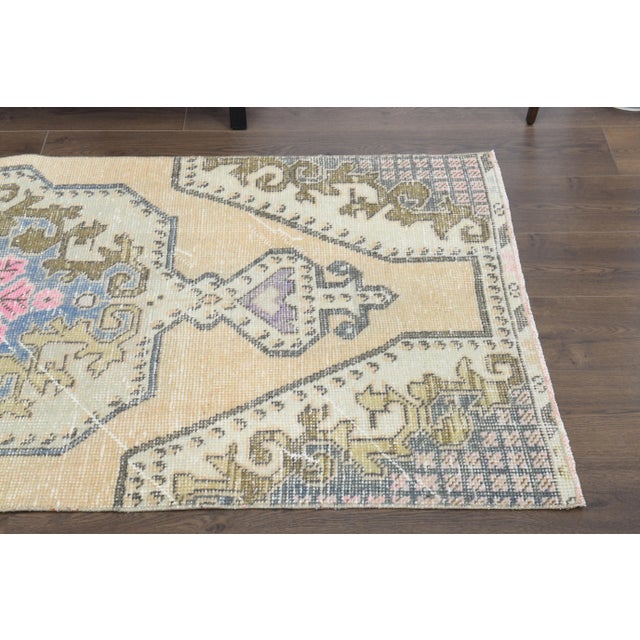 1970s Vintage Turkish Oushak Handmade Wool Cotton Orange Runner Rug For Sale - Image 5 of 11