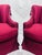 Pair Vintage Henri Samuel style French Mid-Century raspberry covered channel tufted library chairs with 6" tassels &...